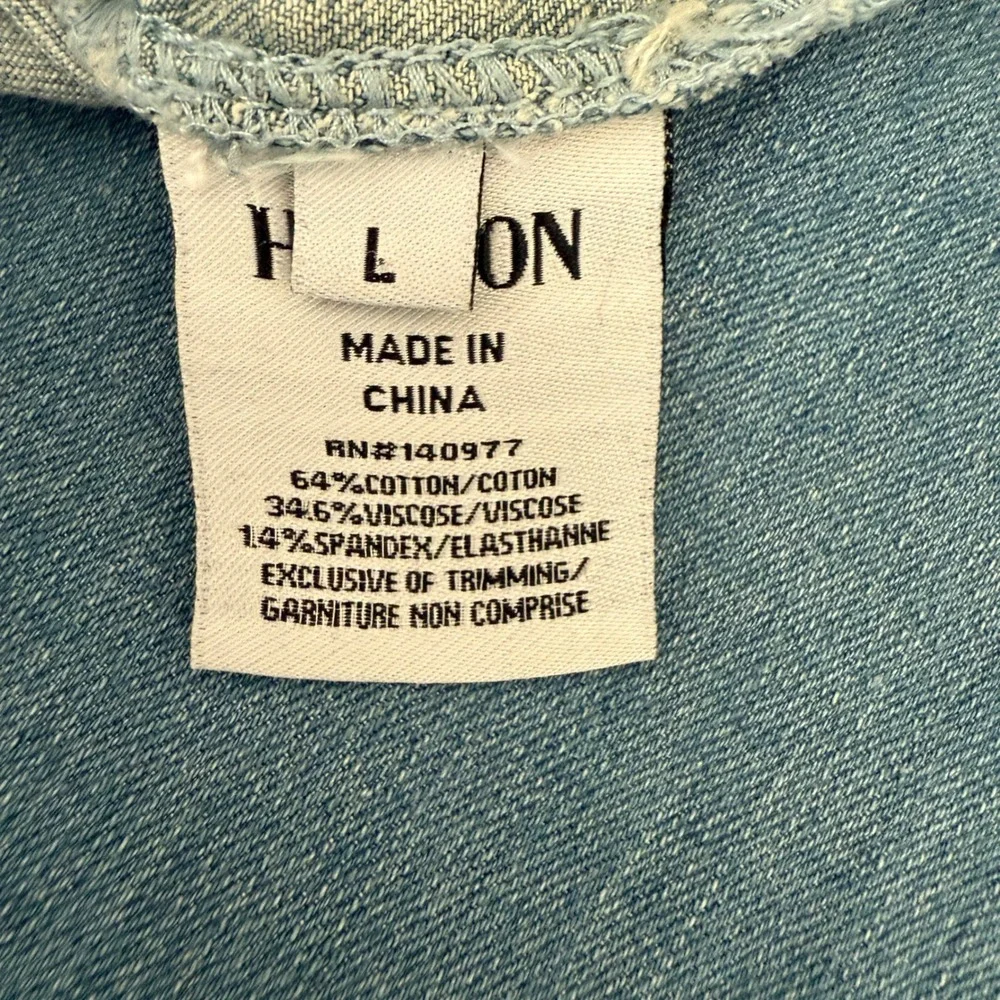 Hudson Kids Denim Jean Dress Pinafore Button Front Frayed Hem Light Wash L
